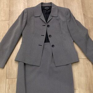 Kasper Elegant Black and Gray Suit Jacket & Skirt